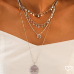 Colar Longo Medalha Ho’oponopono Folheado em Ródio Branco