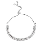 Pulseira Ajustável Folheada em Ródio Branco Corrente Diamantada Piuka