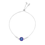 Pulseira Ajustável Folheada em Ródio Branco Olho Grego Ruby Zircônias Cristais Piuka