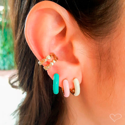 Piercing Pressão Bibi Elos Corações Folheado Ouro 18k Piuka