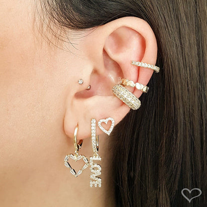 Piercing Pressão Bibi Elos Corações Folheado Ouro 18k Piuka