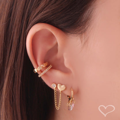 Piercing Pressão Bibi Elos Corações Folheado Ouro 18k Piuka