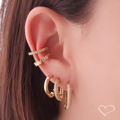 Piercing Pressão Bibi Elos Corações Folheado Ouro 18k Piuka