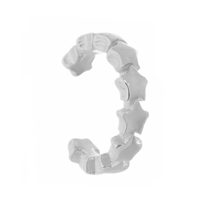 Piercing Piuka Pressão Lili Elos Estrelas Folheado Ródio Branco