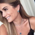 Piercing Piuka Pressão Lili Elos Estrelas Folheado Ródio Branco