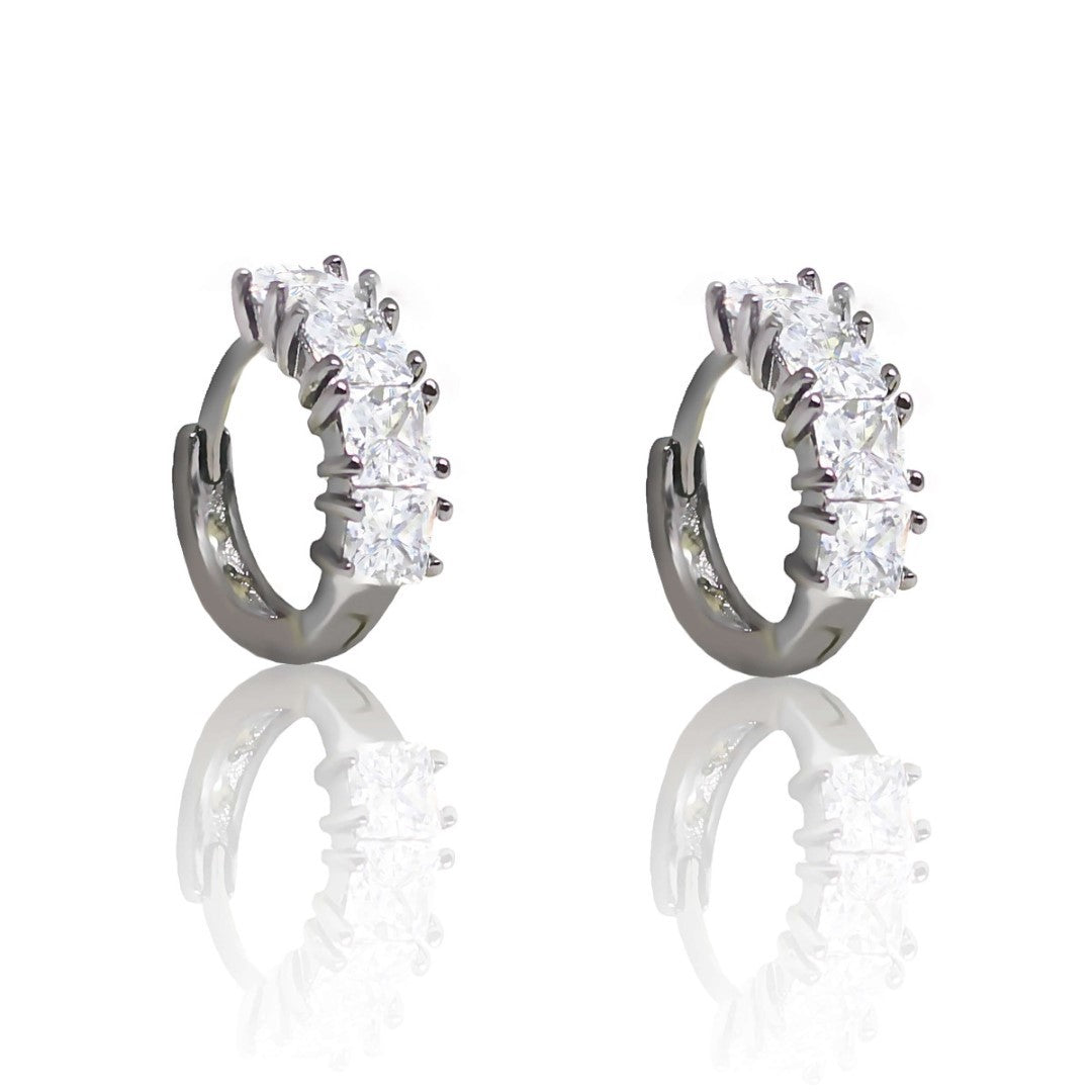 Brinco Piuka Argola 4 Zircônias Cravejadas Folheado em Ródio Negro