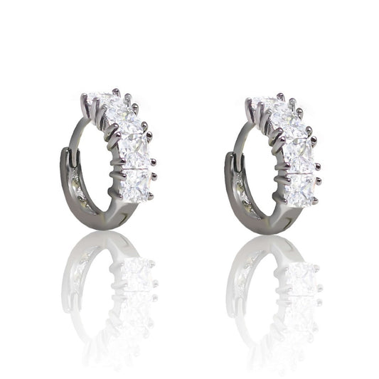 Brinco Piuka Argola 4 Zircônias Cravejadas Folheado em Ródio Negro