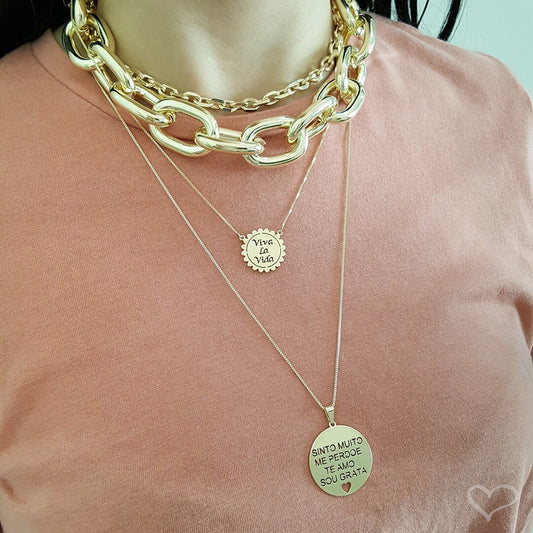 Colar Mandala Viva La Vida Folheado a Ouro 18k