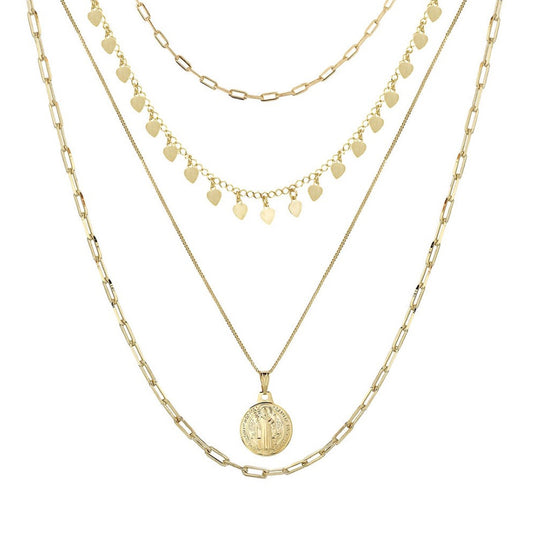 Mix de Colares Barbara Medalha São Bento Folheado a Ouro 18k Piuka