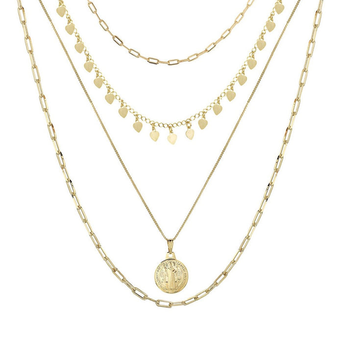 Mix de Colares Barbara Medalha São Bento Folheado a Ouro 18k Piuka