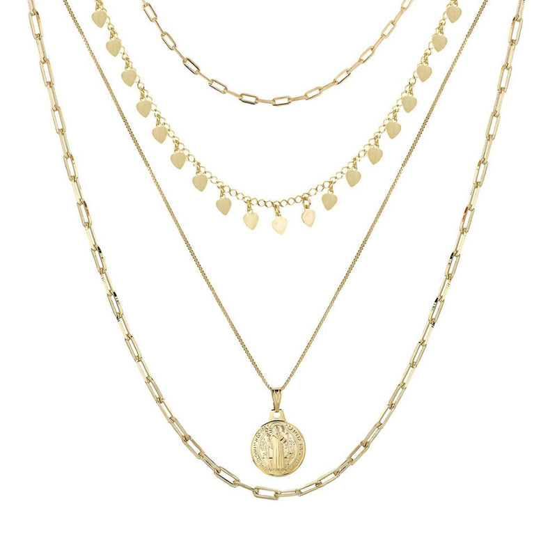 Mix de Colares Barbara Medalha São Bento Folheado a Ouro 18k Piuka