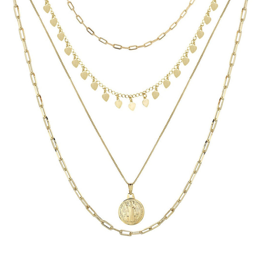 Mix de Colares Barbara Medalha São Bento Folheado a Ouro 18k Piuka