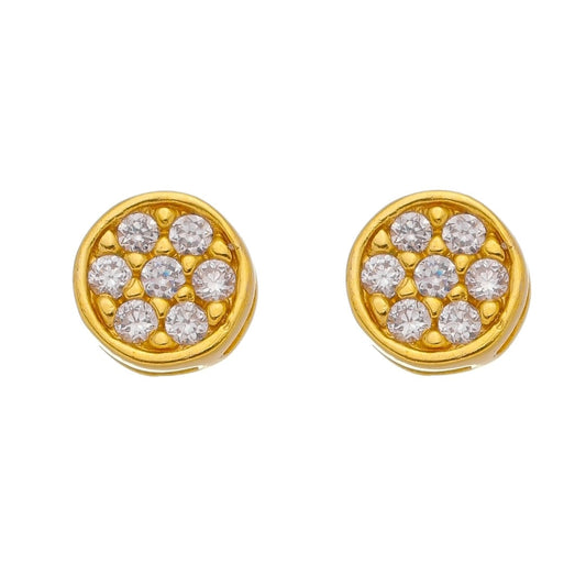 Brinco Piuka Redondo Cravejado Zircônia Folheado a Ouro 18k