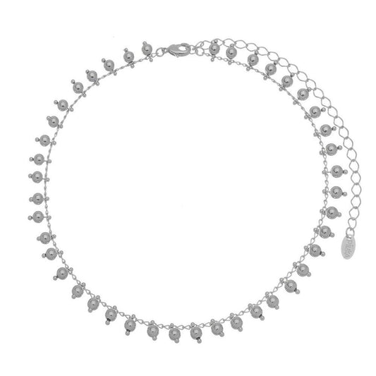 Choker Piuka Gisel Bolinhas Folheado em Ródio Branco