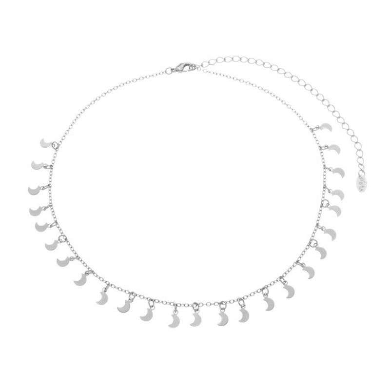 Choker  Moon Folheado em Ródio Branco Noah