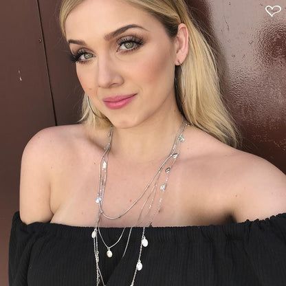 Colar 3 Voltas Lindy Medalha Santa Rita Folheado em Ródio Branco Piuka