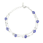 Pulseira Olho Grego 2 Voltas Folheada em Ródio Branco Cecilia Piuka