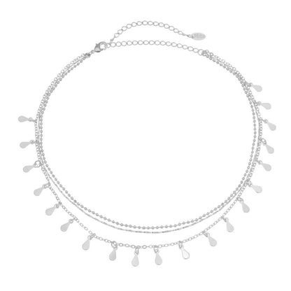 Choker 3 Correntes Antonella Mini Gotas Folheada em Ródio Branco Piuka