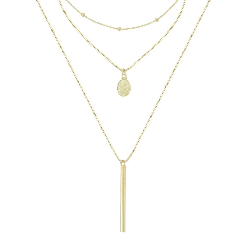 Colar 3 Voltas Lindy Medalha Santa Rita Folheado a Ouro 18k Piuka