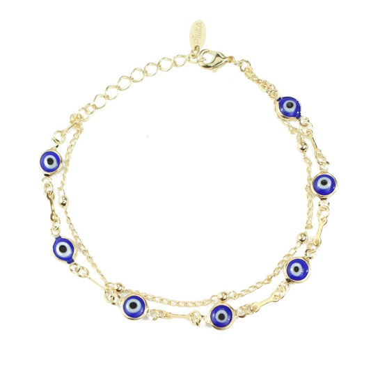 Pulseira Olho Grego 2 Voltas Folheada em Ouro 18k Cecília