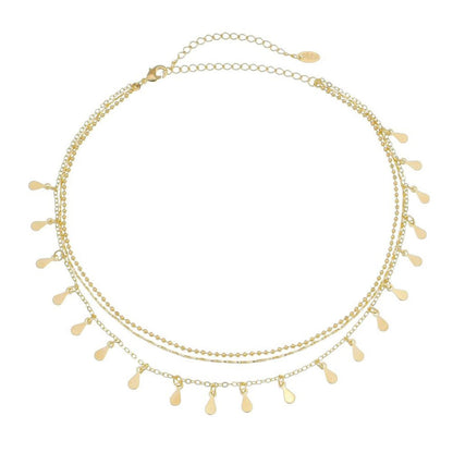 Choker 3 Correntes Antonella Mini Gotas Folheada a Ouro 18k Piuka