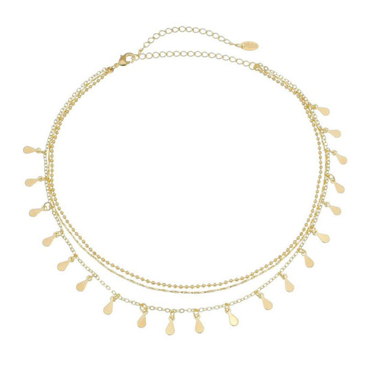 Choker 3 Correntes Antonella Mini Gotas Folheada a Ouro 18k Piuka