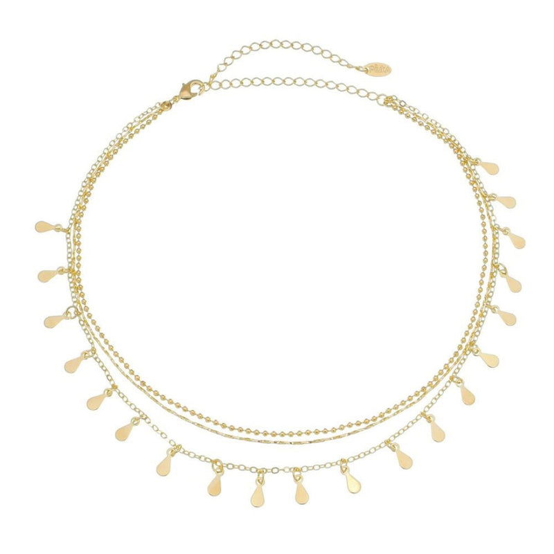 Choker 3 Correntes Antonella Mini Gotas Folheada a Ouro 18k Piuka
