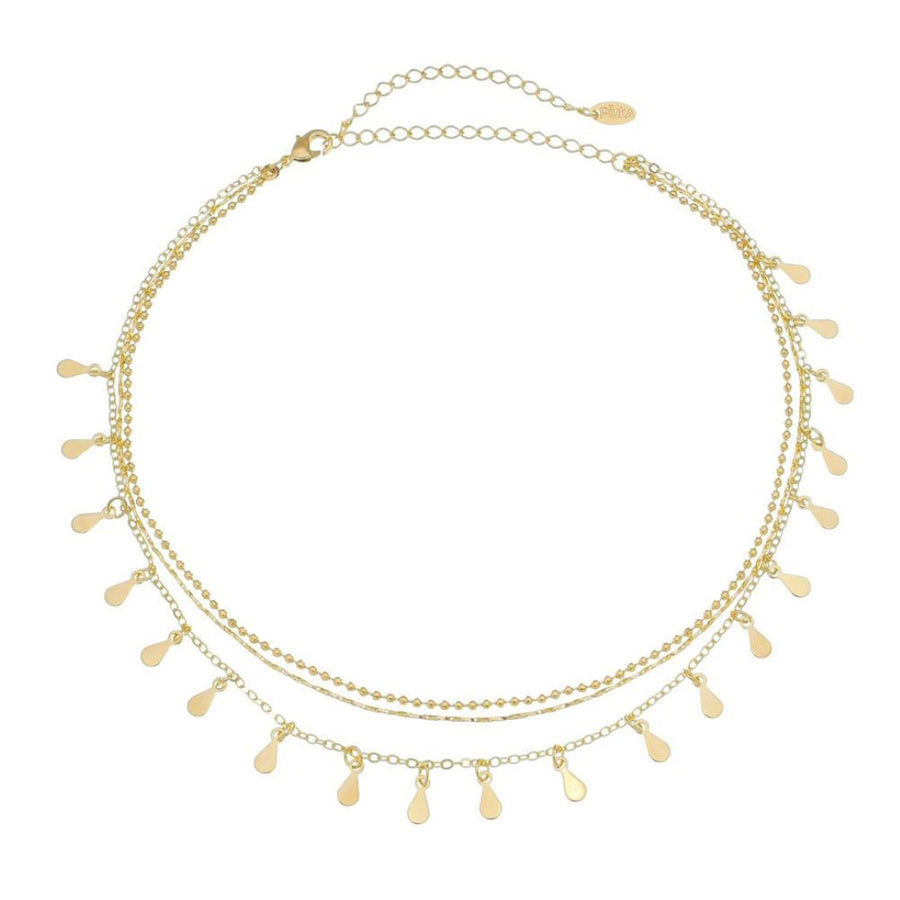 Choker 3 Correntes Antonella Mini Gotas Folheada a Ouro 18k Piuka