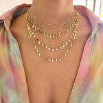 Choker 3 Correntes Antonella Mini Gotas Folheada a Ouro 18k Piuka