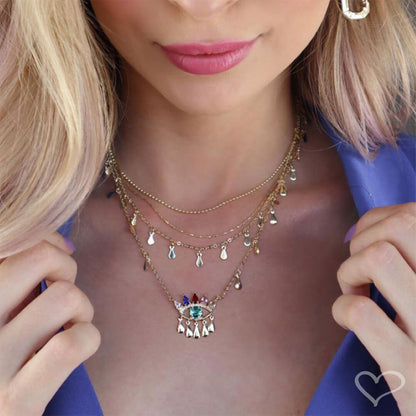 Choker 3 Correntes Antonella Mini Gotas Folheada a Ouro 18k Piuka