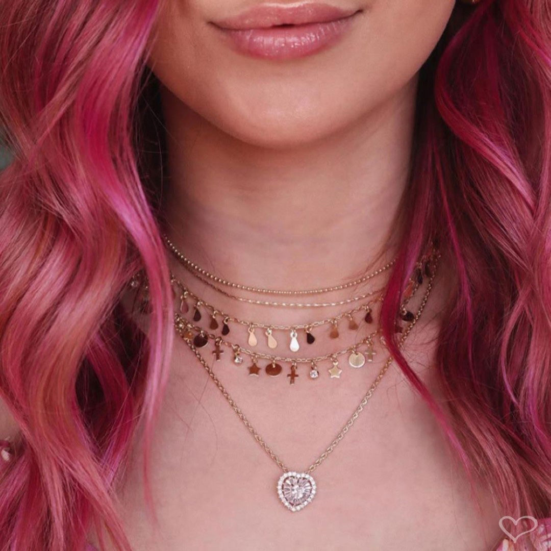 Choker 3 Correntes Antonella Mini Gotas Folheada a Ouro 18k Piuka