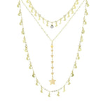 Mix 3 Colares Eclipse Lua e Estrelas Folheado a Ouro 18k Piuka