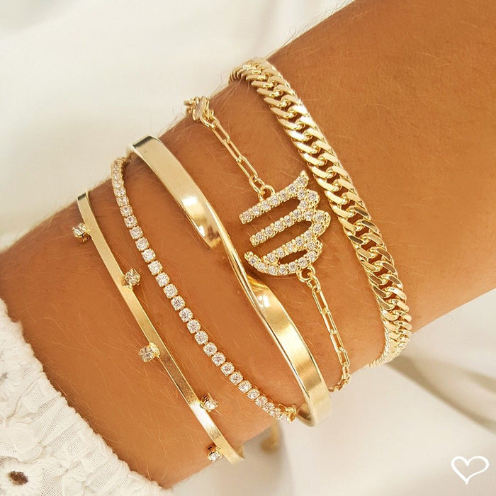 Bracelete Feminino Folheado a Ouro 18k 5 Pontos de Luz Lia