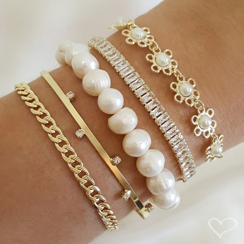 Bracelete Feminino Folheado a Ouro 18k 5 Pontos de Luz Lia