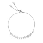 Pulseira Ajustável Folheada em Ródio Branco Kendal Folhinhas Piuka