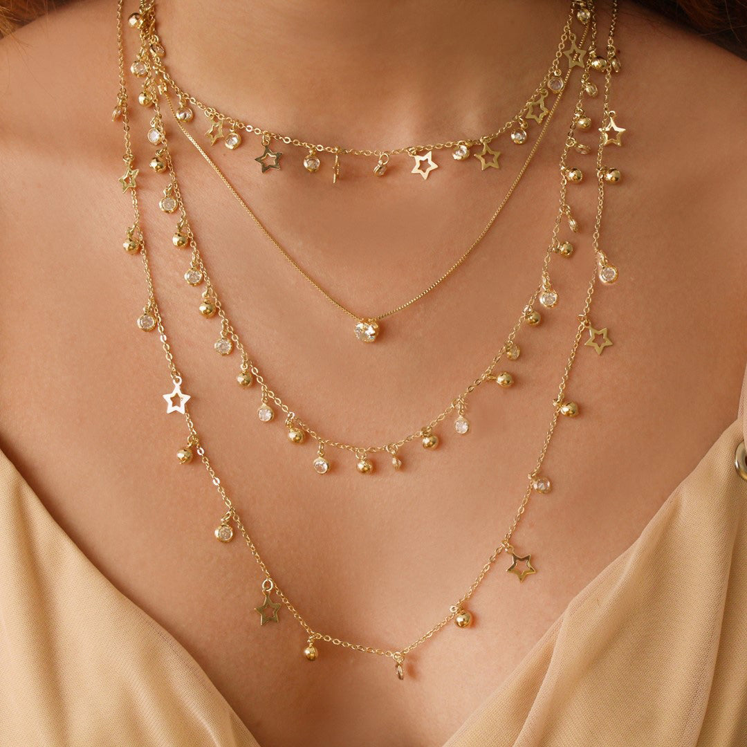 Mix de Colares Adhara Estrelas Folheado a Ouro 18k Piuka