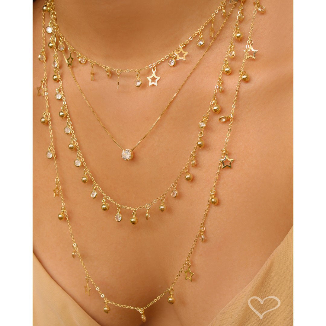 Mix de Colares Adhara Estrelas Folheado a Ouro 18k Piuka