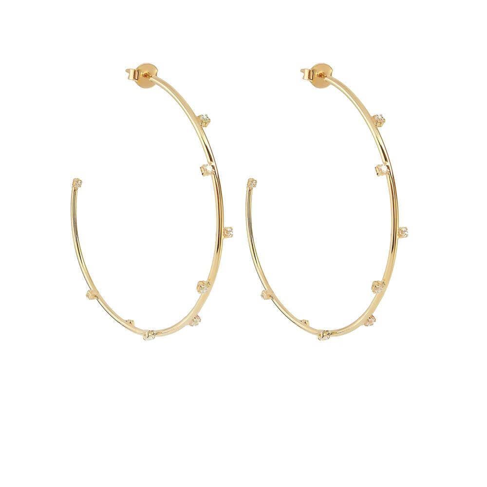 Brinco de Argola Lateral Mari Zircônias Folheado a Ouro 18k