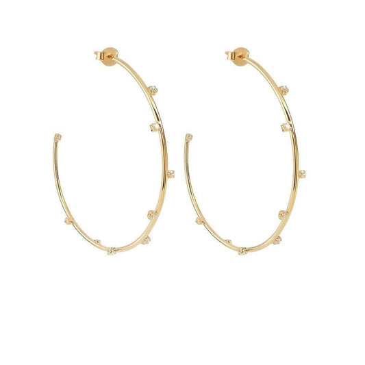 Brinco de Argola Lateral Mari Zircônias Folheado a Ouro 18k