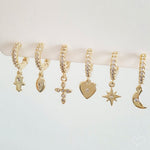 Brinco Argolinha Cruz Filipa Zircônias Folheado a Ouro 18k