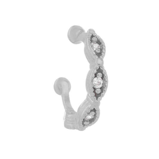 Piercing de Pressão Piuka Mika Zircônia Folheado em Ródio Branco