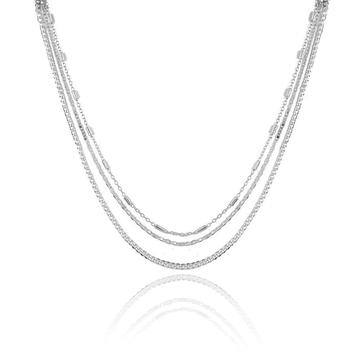 Choker Piuka Ross 3 Voltas Folheada em Ródio Branco