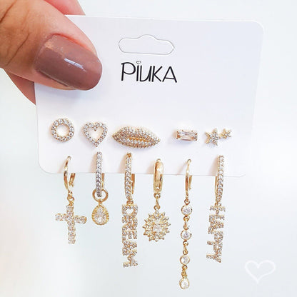 Brinco de Coração Sana Zircônia Folheado a Ouro 18k