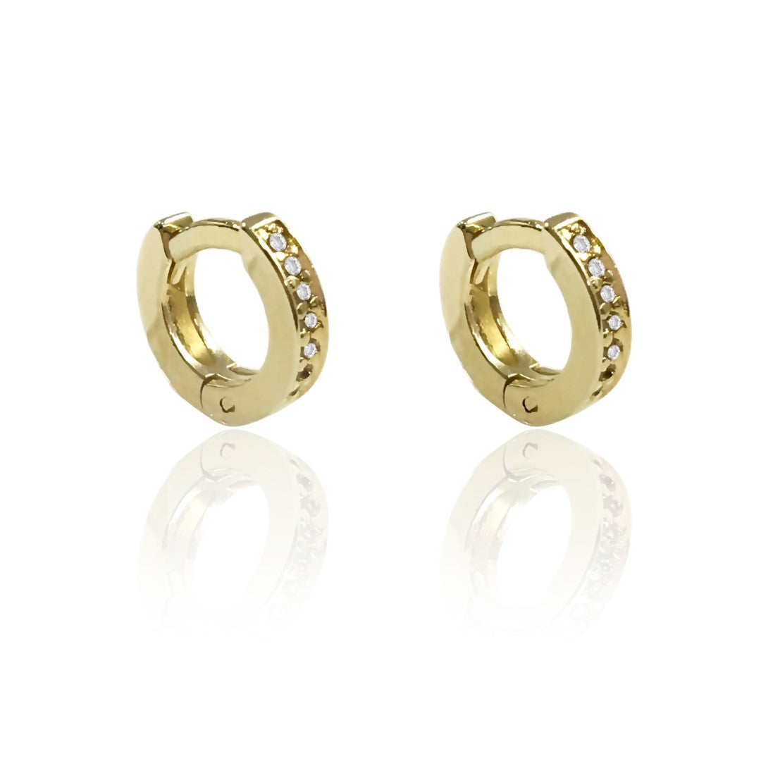 Brinco Piuka Argola Pp Pity Zircônia Folheado a Ouro 18k