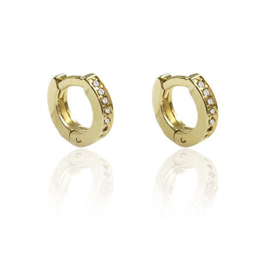 Brinco Piuka Argola Pp Pity Zircônia Folheado a Ouro 18k