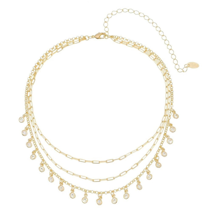 Choker Piuka 3 Voltas Malu Zircônias Folheada a Ouro 18k