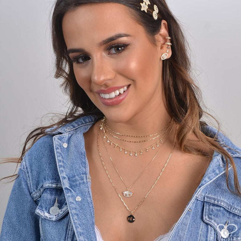 Choker Piuka 3 Voltas Malu Zircônias Folheada a Ouro 18k