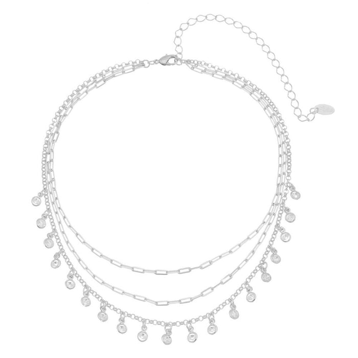 Choker Piuka 3 Voltas Malu Zircônias Folheados em Ródio Branco