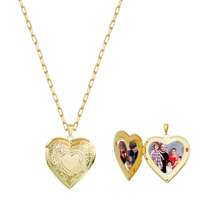 Colar de Coração Amore Relicário Folheado a Ouro 18k
