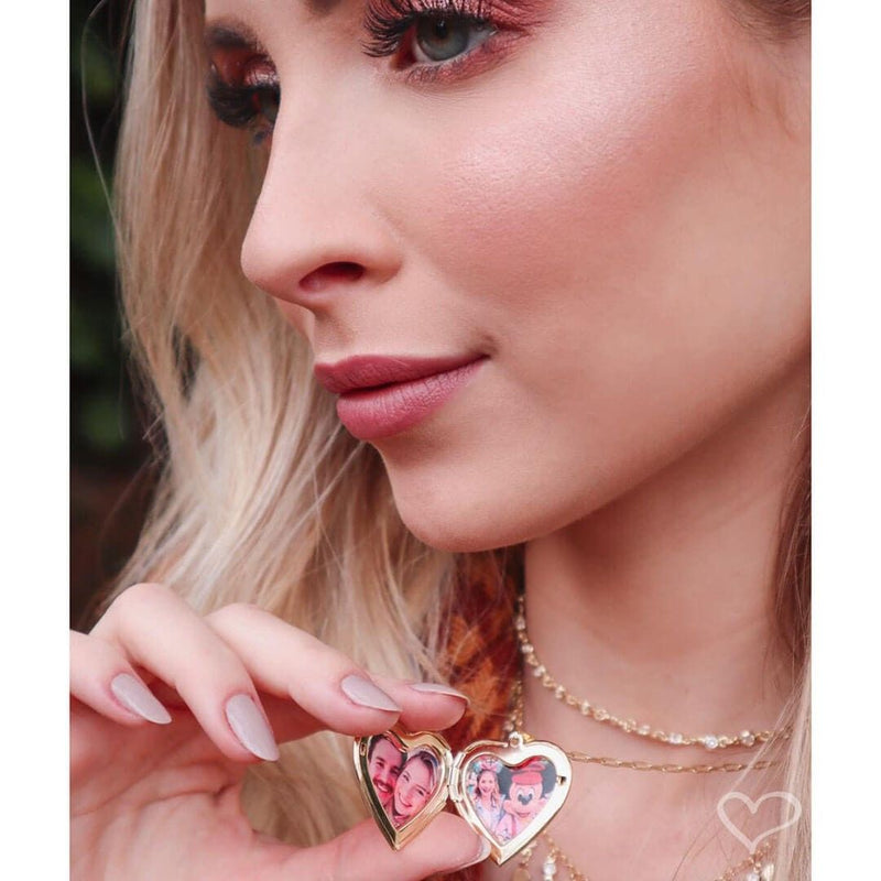 Colar de Coração Amore Relicário Folheado a Ouro 18k